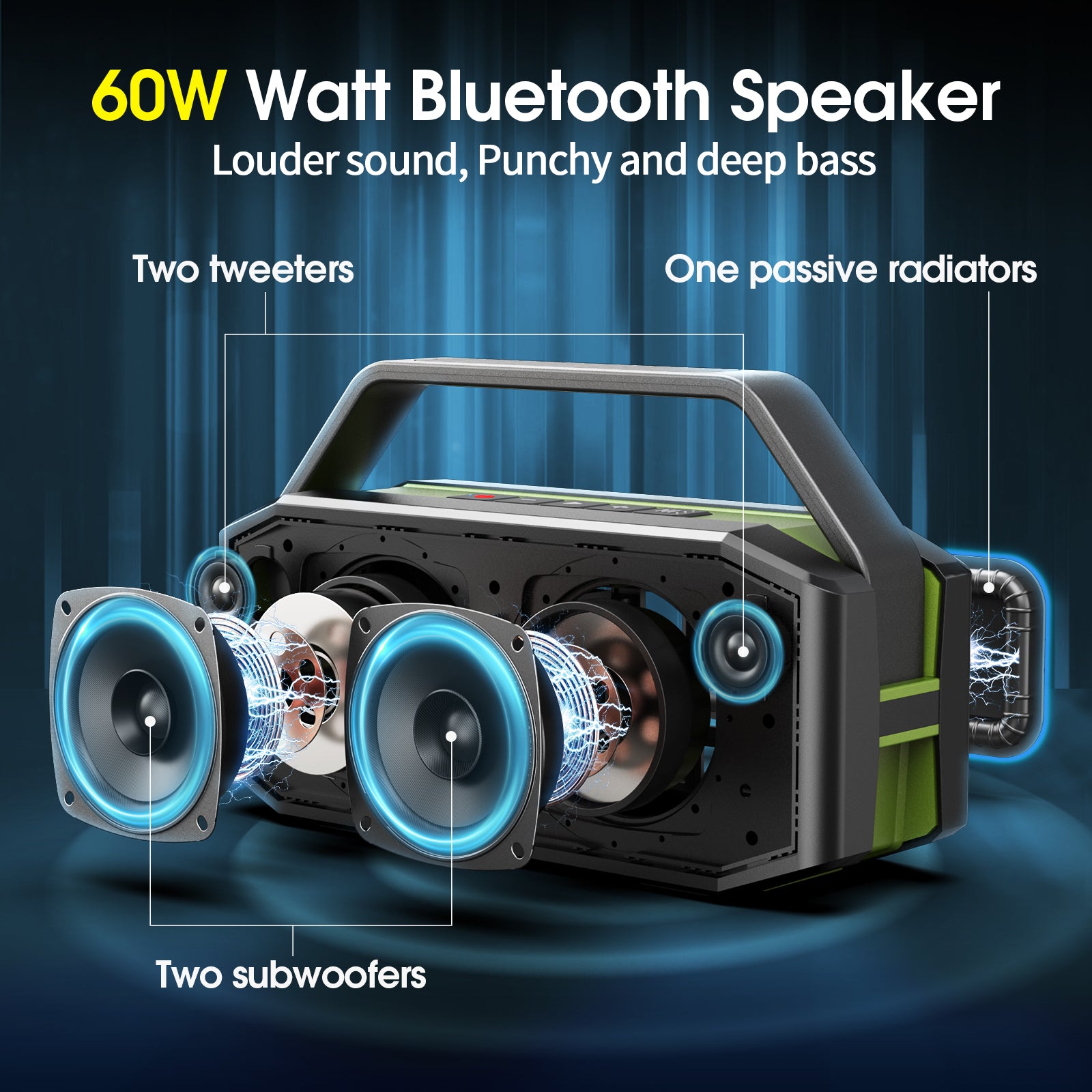 W-KING D9 60W RMS Portable Bluetooth Speaker with Deep Bass