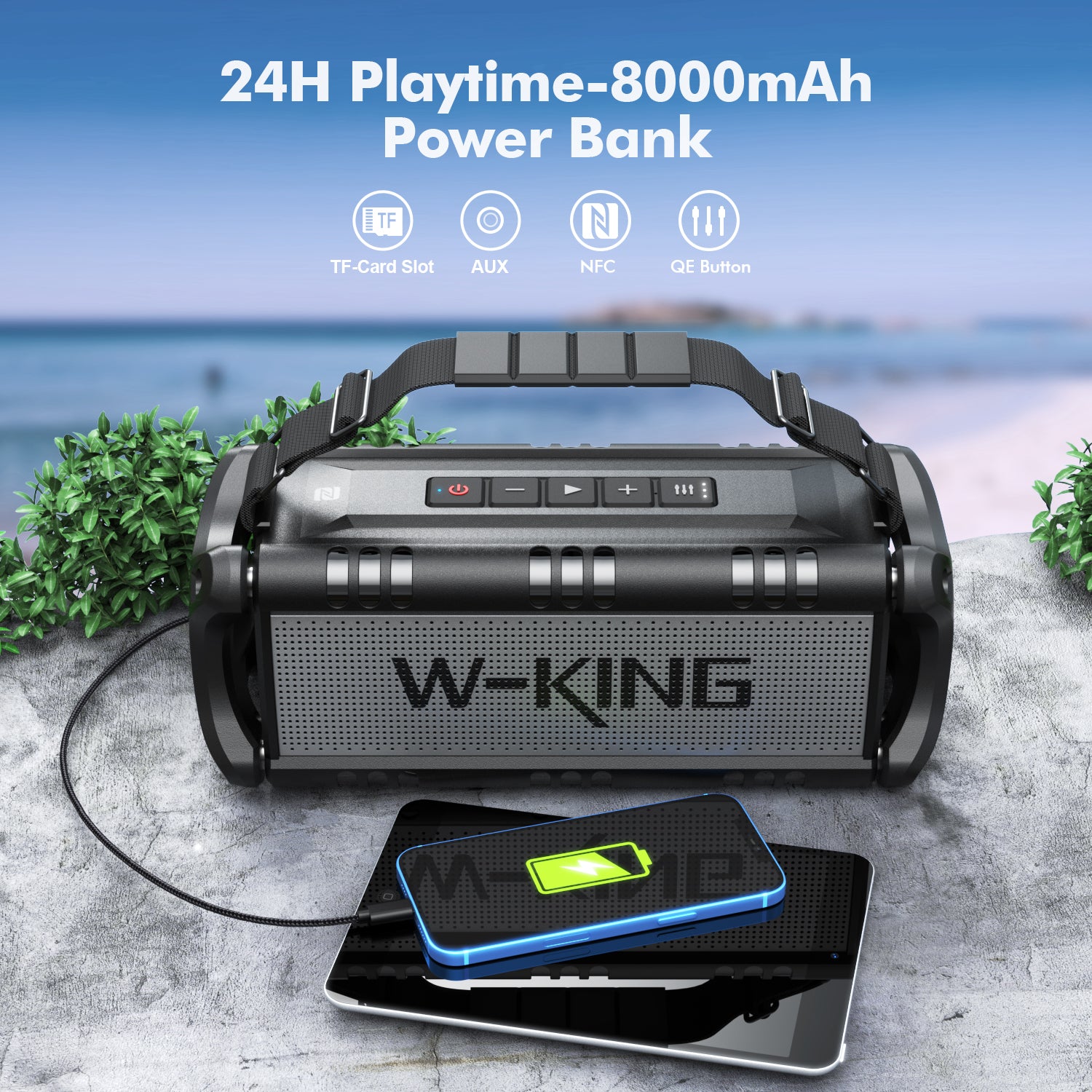 W-KING D8 90W Outdoor Bluetooth Speaker with Deep Bass