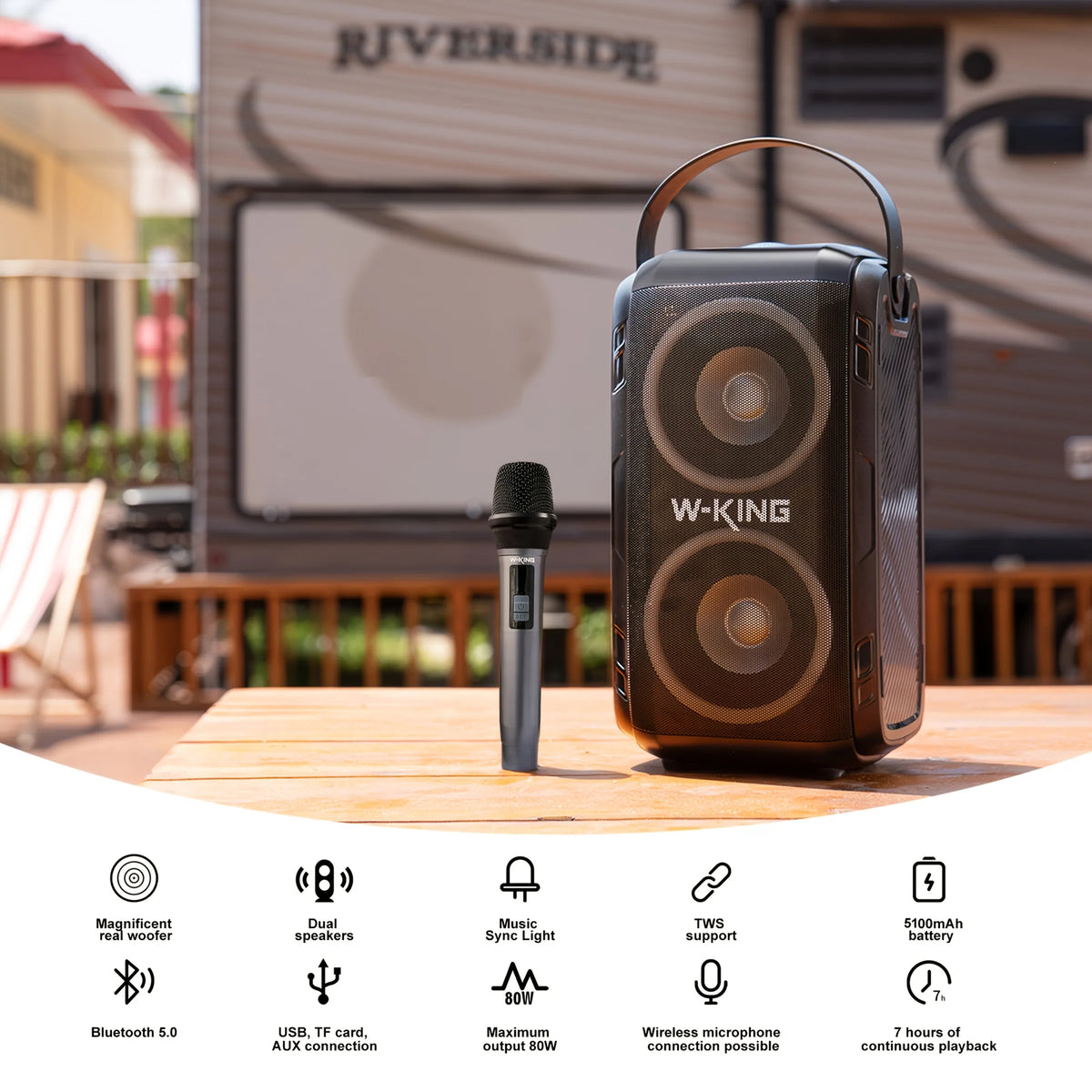 W-KING T9-M2 80W RMS Bluetooth Party Speaker