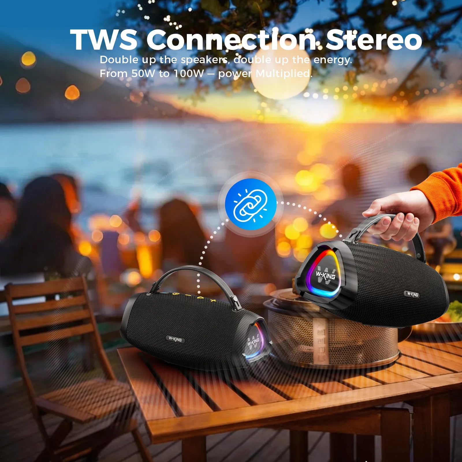 W-KING X10S 50W Outdoor Bluetooth Party Speaker with Deep Bass