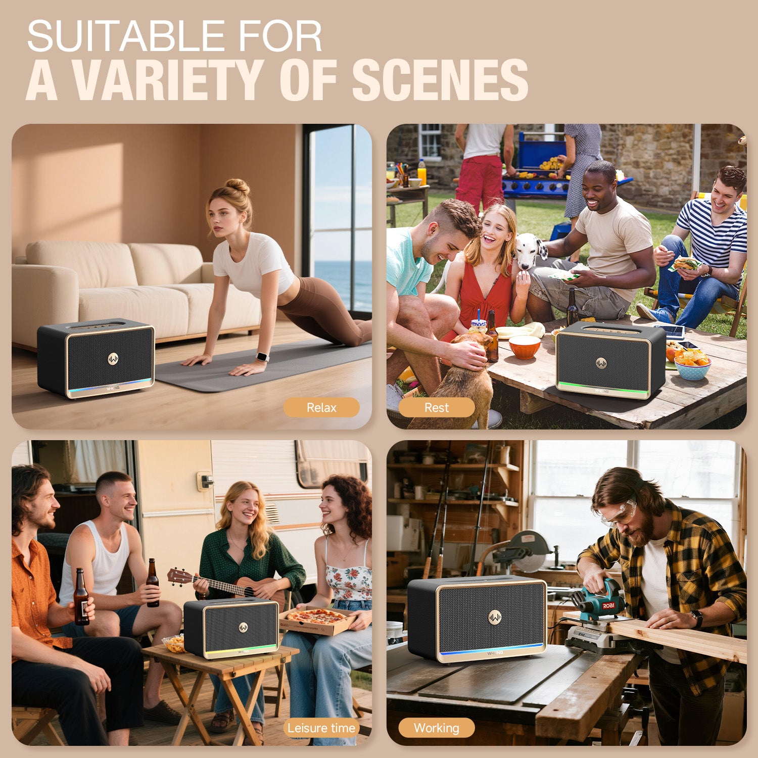W-KING H330 70W RMS Rugged Outdoor Bluetooth Speaker with Stereo Sound (120W Peak)