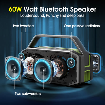 W-KING D9 60W RMS Portable Bluetooth Speaker with Deep Bass