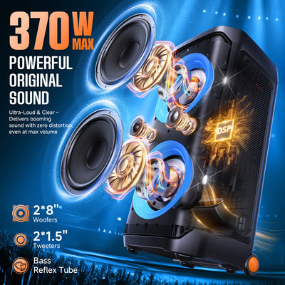 W-KING T12 370W Powerful Bluetooth Party Speaker with Subwoofer Bass