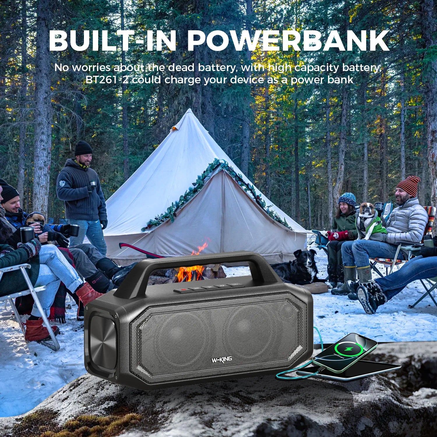 W-KING BT261 80W Outdoor Bluetooth Party Speaker with Deep Bass