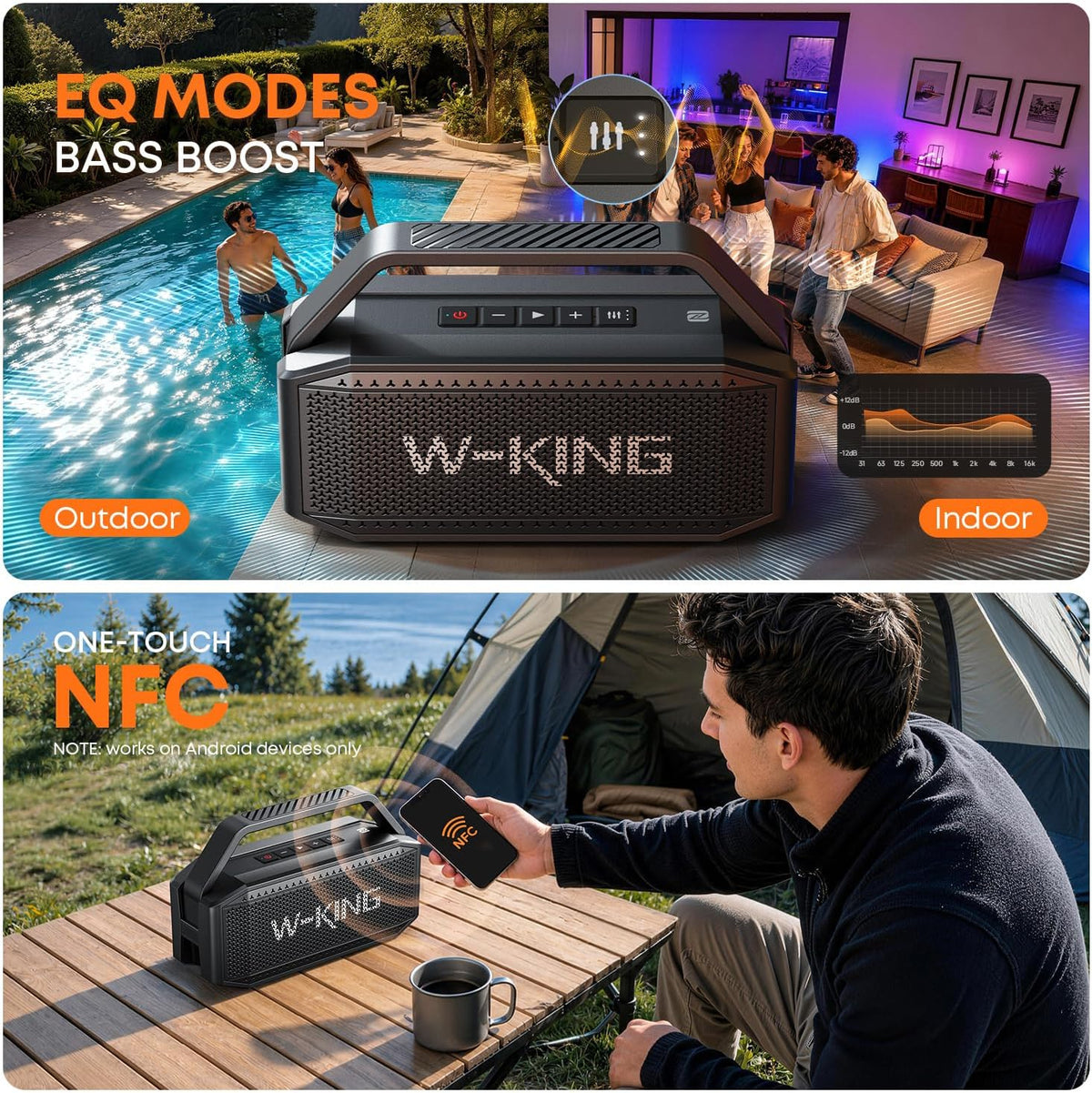 W-KING D9 60W RMS Portable Bluetooth Speaker with Deep Bass