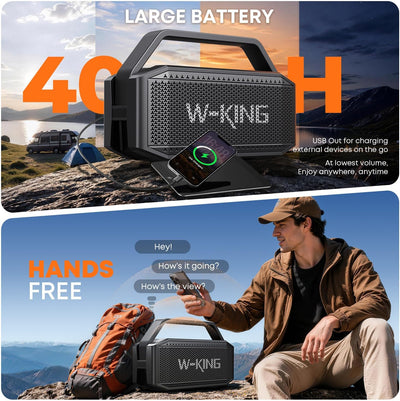 W-KING D9 60W RMS Portable Bluetooth Speaker with Deep Bass