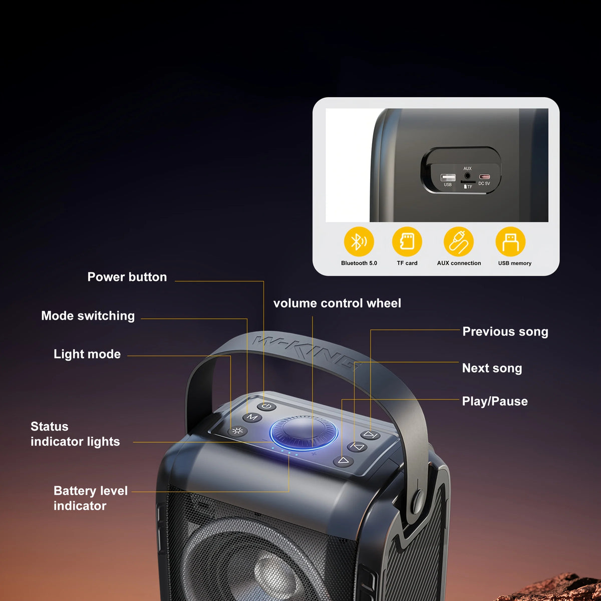 W-KING T9-M2 80W RMS Bluetooth Party Speaker