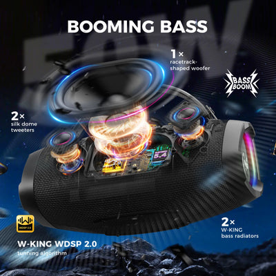 W-KING X10S 50W Outdoor Bluetooth Party Speaker with Deep Bass