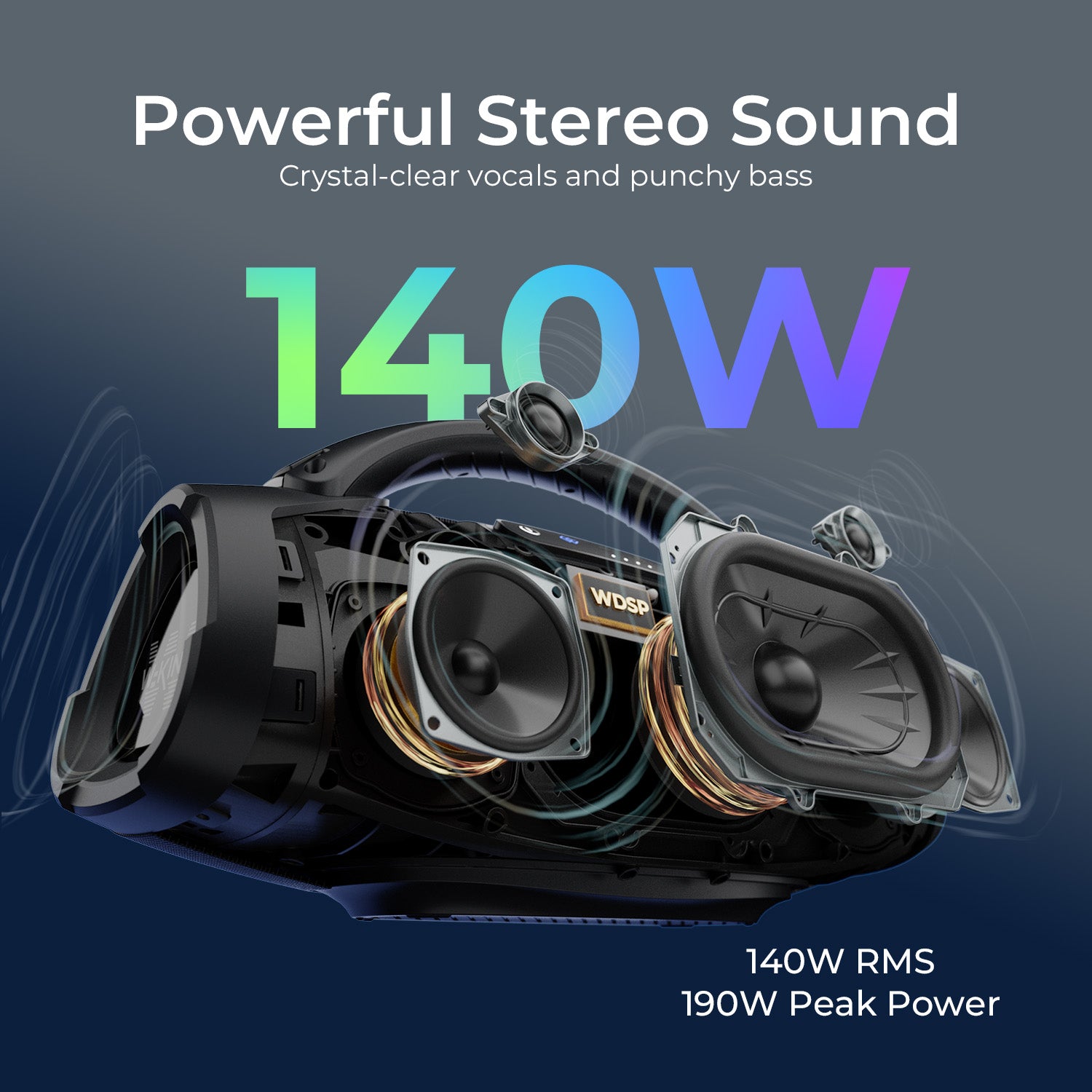 W-KING X20S 140W RMS Portable Bluetooth Party Speaker with Deep Bass (