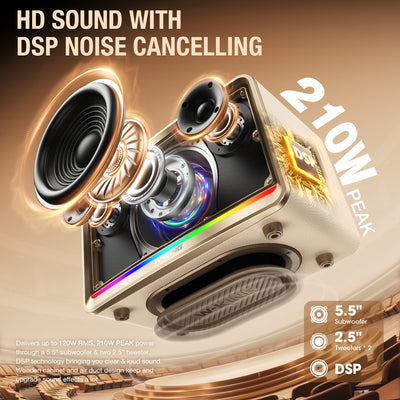 W-KING H330 120W Rugged Outdoor Bluetooth Speaker with Stereo Sound
