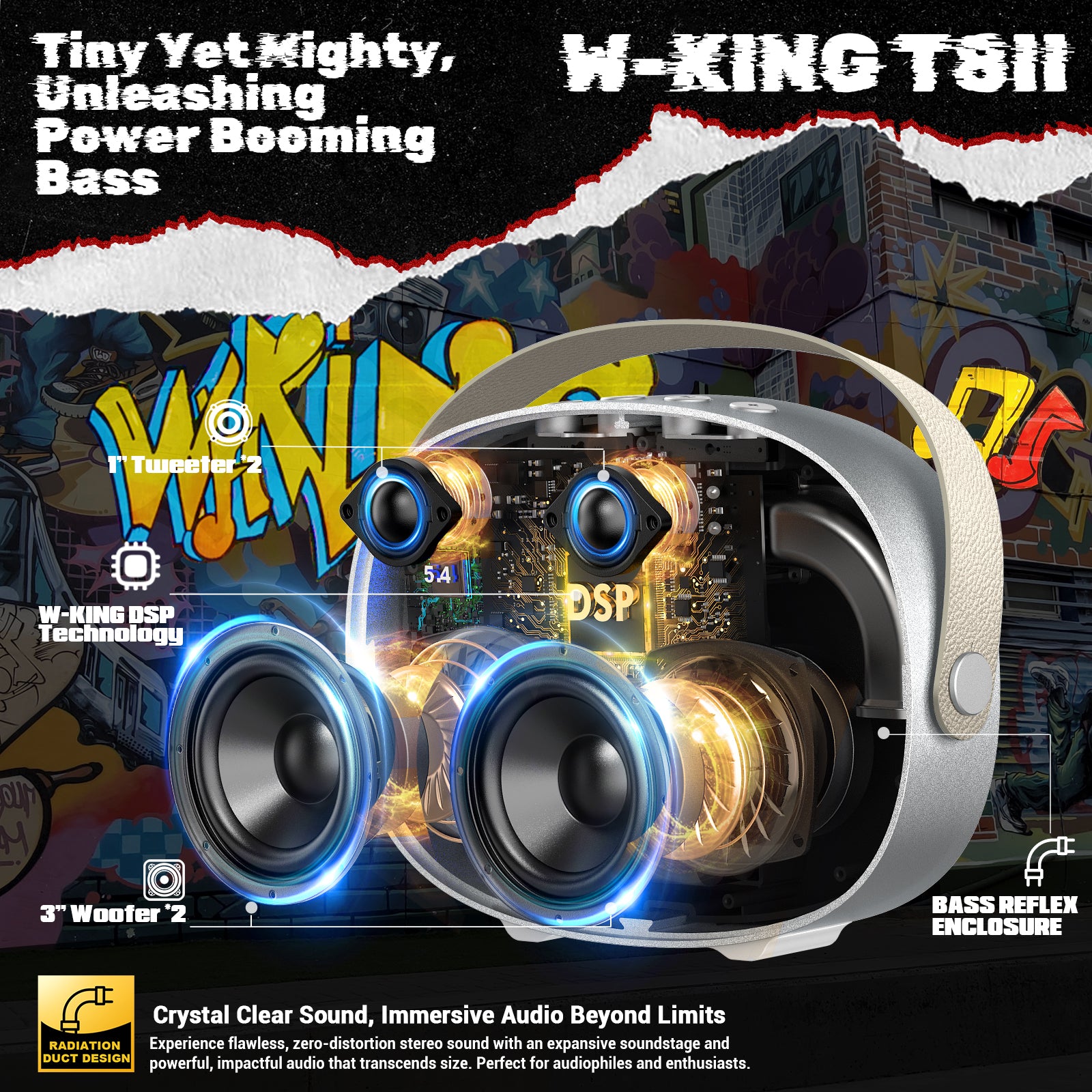 W-KING T8 II Portable Bluetooth Speaker with Deep Bass