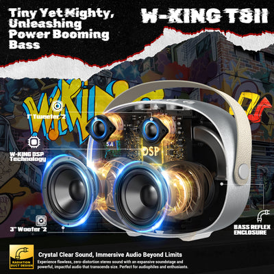 W-KING T8 II Portable Bluetooth Speaker with Deep Bass